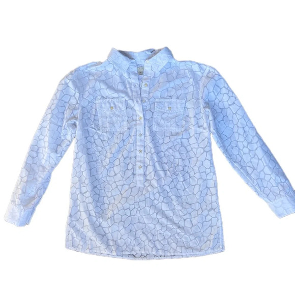 Dana Buchman Sheer Patterned White Button Down Size Medium - Picture 1 of 10